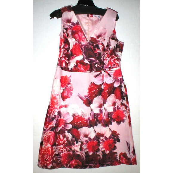 NWT New Designer Carolina Herrera $2490 Pink Silk Dress Flowers Red 12 Womens - Picture 4 of 12